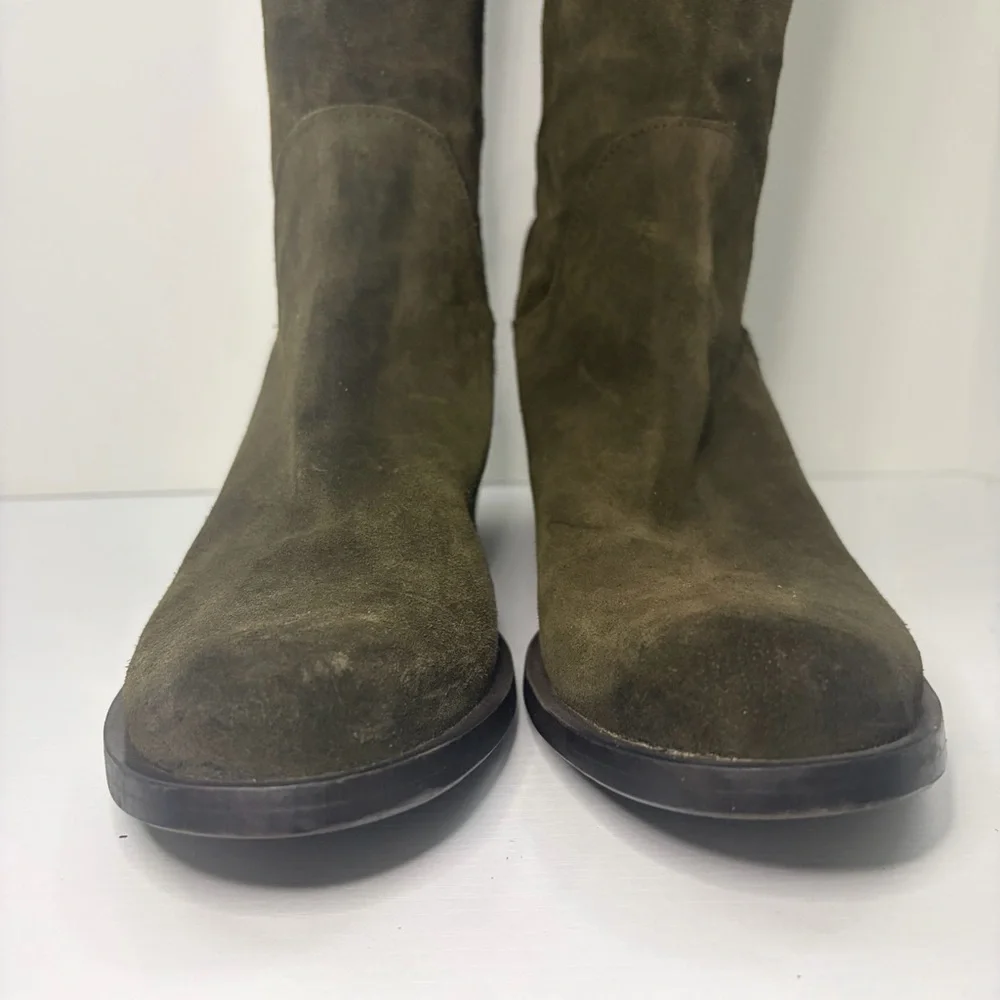 The Cool People Dark Olive Green Suede Over-the-Knee Heeled Boots Size 9